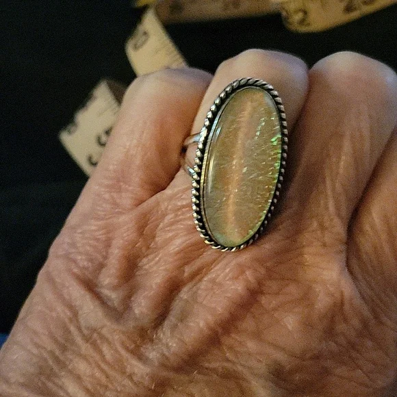 Pink Australian Opal and Sterling Silver Ring - Picture 6 of 10